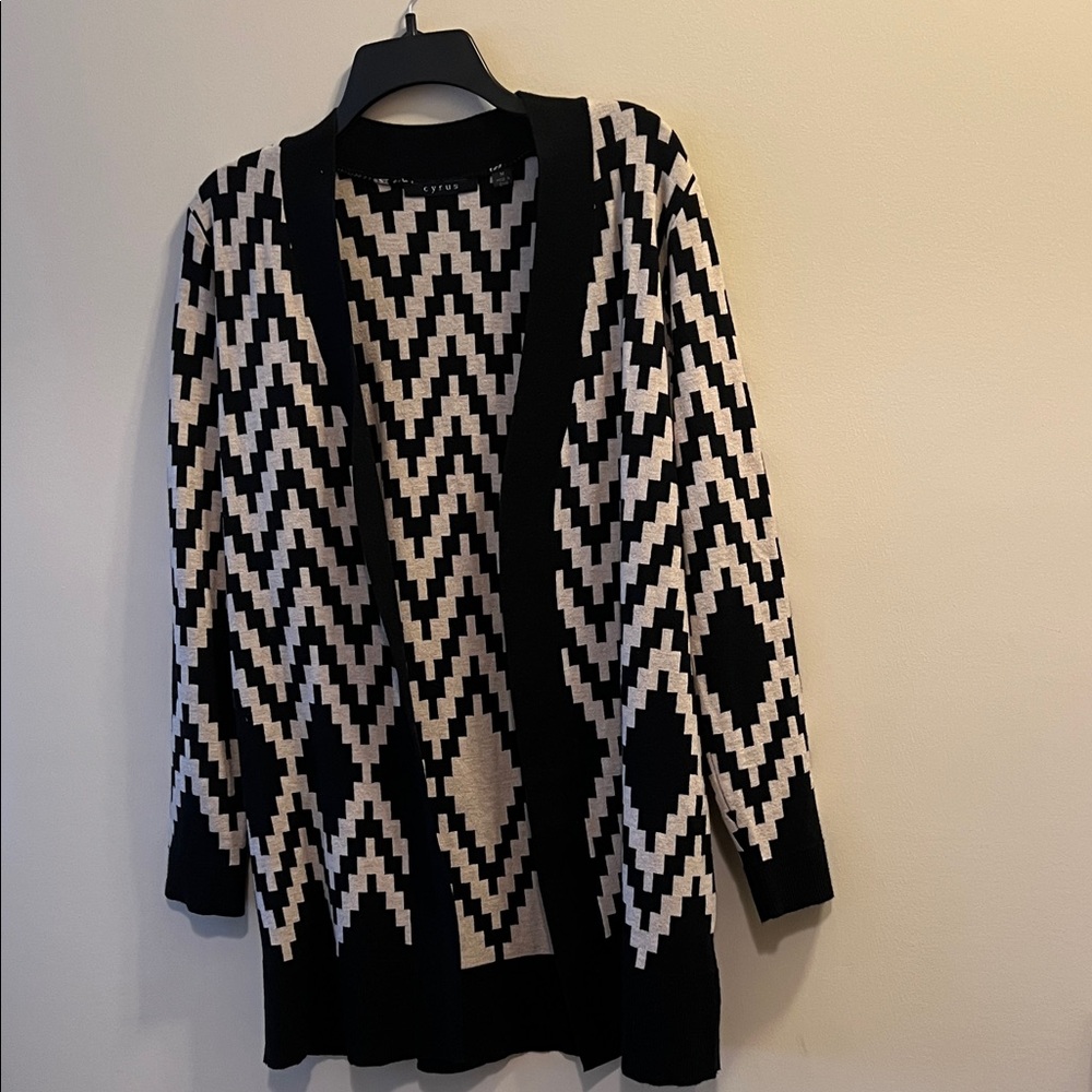 Cyrus Black and Cream Chevron Cardigan